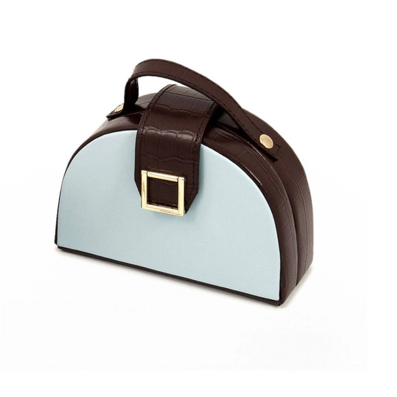 Blue and Brown Bay-Berk Leather Purse Shaped Mini Jewelry Box